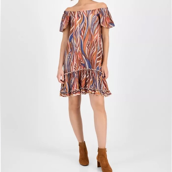 Robbie Bee Off-Shoulder Multicolor Dress - Picture 1 of 7